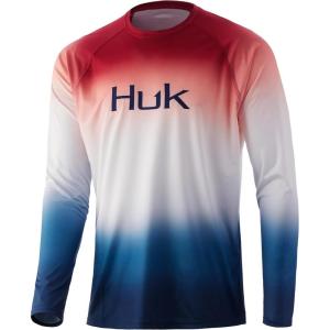 image:imageHUK Mens Pursuit Vented Long Sleeve Shirt30 UPF Fishing ShirtFlare Rade  Americana