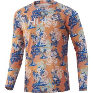image:imageHUK Mens Pursuit Vented Long Sleeve Shirt30 UPF Fishing ShirtFusion Coral  Paradise Pass