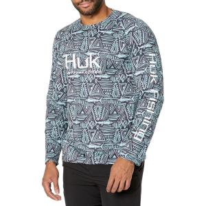 image:imageHUK Mens Pursuit Vented Long Sleeve Shirt30 UPF Fishing ShirtMarlin Batik  Sargasso Sea