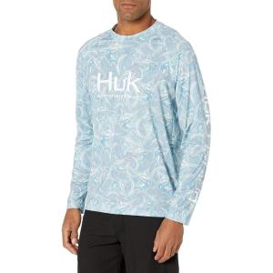 image:imageHUK Mens Pursuit Vented Long Sleeve Shirt30 UPF Fishing ShirtMarlin Mayhem  Ice Blue