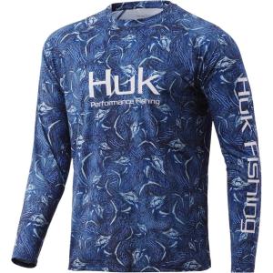 image:imageHUK Mens Pursuit Vented Long Sleeve Shirt30 UPF Fishing ShirtMarlin Mayhem  Sargasso Sea