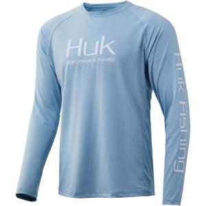 image:imageHUK Mens Pursuit Vented Long Sleeve Shirt30 UPF Fishing ShirtMilky Blue