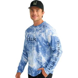 image:imageHUK Mens Pursuit Vented Long Sleeve Shirt30 UPF Fishing ShirtMossy Oak  Stormwater Spindrift