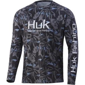 image:imageHUK Mens Pursuit Vented Long Sleeve Shirt30 UPF Fishing ShirtOcean Palm  Volcanic Ash