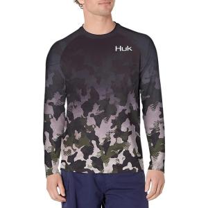 image:imageHUK Mens Pursuit Vented Long Sleeve Shirt30 UPF Fishing ShirtRefraction Fish Fade  Hunt Club CamoBass