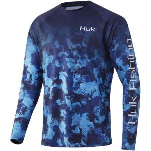 image:imageHUK Mens Pursuit Vented Long Sleeve Shirt30 UPF Fishing ShirtRefraction Fish Fade  San Sal
