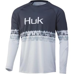 image:imageHUK Mens Pursuit Vented Long Sleeve Shirt30 UPF Fishing ShirtSalt Stripe  Volcanic Ash