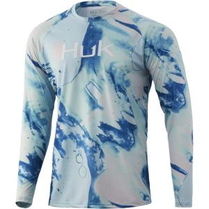 image:imageHUK Mens Pursuit Vented Long Sleeve Shirt30 UPF Fishing ShirtSeafoam  Lava