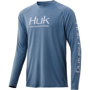 image:imageHUK Mens Pursuit Vented Long Sleeve Shirt30 UPF Fishing ShirtSilver Blue