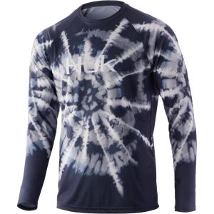 image:imageHUK Mens Pursuit Vented Long Sleeve Shirt30 UPF Fishing ShirtSpiral Dye  Volcanic Ash