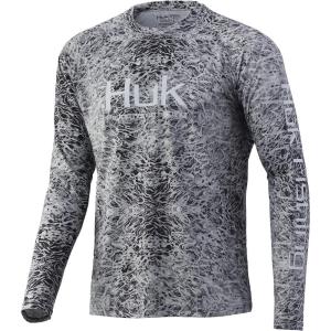 image:imageHUK Mens Pursuit Vented Long Sleeve Shirt30 UPF Fishing ShirtTurtle Grass  Grey