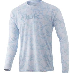 image:imageHUK Mens Pursuit Vented Long Sleeve Shirt30 UPF Fishing ShirtWhiteIce Blue