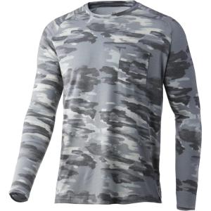 image:imageHUK Mens Waypoint Long Sleeve Shirt  Performance TShirt 50 UPFEdisto  Overcast Grey