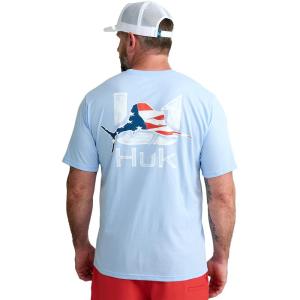 image:imageHUK  Mens Short Sleeve Performance Tee Fishing TShirt for MenFish Flag  Marolina Blue