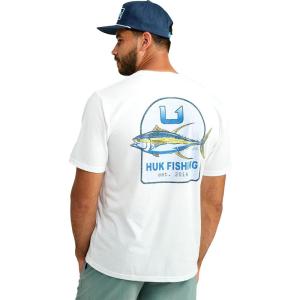image:imageHUK  Mens Short Sleeve Performance Tee Fishing TShirt for MenKc Badge  White