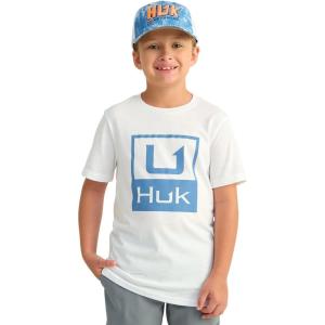 image:imageHUK  Kids Performance Fishing Graphic Tee Short Sleeve TShirt for KidsHuk Stacked Logo  White 30