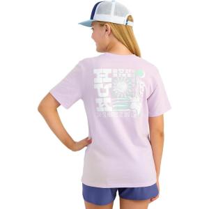 image:imageHUK  Kids Performance Fishing Graphic Tee Short Sleeve TShirt for KidsSunset Sunrise  Orchid Bloom