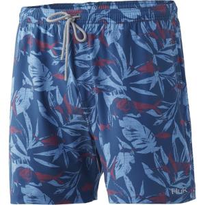image:imageHUK Womens Volley 55 Short  Elastic Waist QuickDry Swim ShortsOcean Palm  Titanium Blue