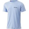 image:imageHUK Kids Performance Fishing Logo Tee Short Sleeve TShirt for KidsNeon Blue  Coastal Sky Heather
