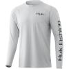 image:imageHuk Mens Pursuit Hogzilla  Long Sleeve Performance Fishing Shirt with 30 UPF Sun Protection Seashell Pink SmallAmerican Frogger  Glacier