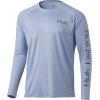 image:imageHuk Mens Pursuit Hogzilla  Long Sleeve Performance Fishing Shirt with 30 UPF Sun Protection Seashell Pink SmallAmericana Classic  Coastal Sky
