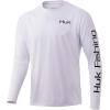 image:imageHuk Mens Pursuit Hogzilla  Long Sleeve Performance Fishing Shirt with 30 UPF Sun Protection Seashell Pink SmallChasin Flags  White