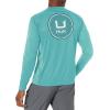 image:imageHuk Mens Pursuit Hogzilla  Long Sleeve Performance Fishing Shirt with 30 UPF Sun Protection Seashell Pink SmallCircle Scatter  Porcelain Blue