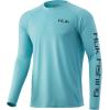 image:imageHuk Mens Pursuit Hogzilla  Long Sleeve Performance Fishing Shirt with 30 UPF Sun Protection Seashell Pink SmallCovered Up  Blue Radiance
