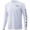 image:imageHuk Mens Pursuit Hogzilla  Long Sleeve Performance Fishing Shirt with 30 UPF Sun Protection Seashell Pink SmallMahi and Stripes  White