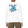 image:imageHuk Mens Pursuit Hogzilla  Long Sleeve Performance Fishing Shirt with 30 UPF Sun Protection Seashell Pink SmallPermit  White