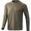 image:imageHuk Mens Pursuit Hogzilla  Long Sleeve Performance Fishing Shirt with 30 UPF Sun Protection Seashell Pink SmallStamped Catch  Moss