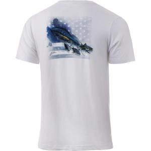 image:imageHUK Kids Performance Fishing Logo Tee Short Sleeve TShirt for KidsBleeding Blue  Coastal Sky Heather