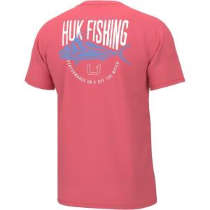 image:imageHUK Kids Performance Fishing Logo Tee Short Sleeve TShirt for KidsRooster Tails  Sunwashed Red