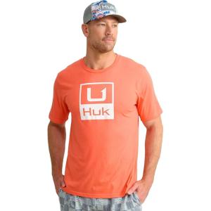 image:imageHUK Kids Performance Fishing Logo Tee Short Sleeve TShirt for KidsStacked Logo  Fresh Salmon