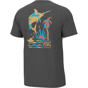 image:imageHUK Kids Performance Fishing Logo Tee Short Sleeve TShirt for KidsSword Playa  Volcanic Ash