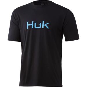 image:imageHUK Mens Performance Fishing Logo Tee Short Sleeve QuickDryBlack  New Logo