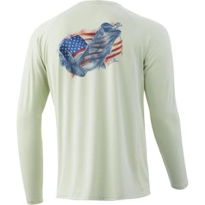 image:imageHuk Mens Pursuit Hogzilla  Long Sleeve Performance Fishing Shirt with 30 UPF Sun Protection Seashell Pink SmallAmerican Frogger  Fog Green