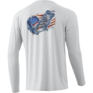 image:imageHuk Mens Pursuit Hogzilla  Long Sleeve Performance Fishing Shirt with 30 UPF Sun Protection Seashell Pink SmallAmerican Frogger  Glacier