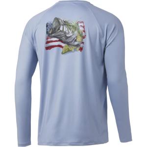 image:imageHuk Mens Pursuit Hogzilla  Long Sleeve Performance Fishing Shirt with 30 UPF Sun Protection Seashell Pink SmallAmericana Classic  Coastal Sky