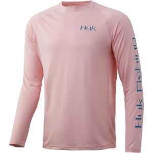 image:imageHuk Mens Pursuit Hogzilla  Long Sleeve Performance Fishing Shirt with 30 UPF Sun Protection Seashell Pink SmallAmericana Flag  Seashell Pink