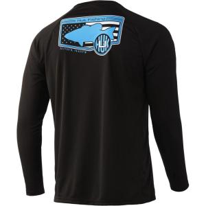 image:imageHuk Mens Pursuit Hogzilla  Long Sleeve Performance Fishing Shirt with 30 UPF Sun Protection Seashell Pink SmallBass Banner  Black