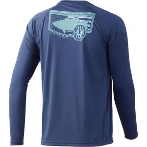 image:imageHuk Mens Pursuit Hogzilla  Long Sleeve Performance Fishing Shirt with 30 UPF Sun Protection Seashell Pink SmallBass Banner  Sargasso Sea