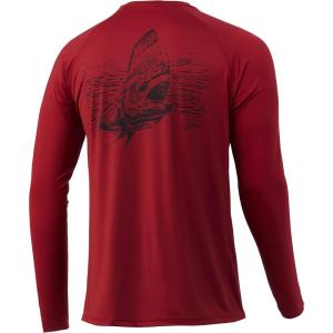 image:imageHuk Mens Pursuit Hogzilla  Long Sleeve Performance Fishing Shirt with 30 UPF Sun Protection Seashell Pink SmallBig Bull  Blood Red