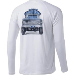 image:imageHuk Mens Pursuit Hogzilla  Long Sleeve Performance Fishing Shirt with 30 UPF Sun Protection Seashell Pink SmallBig Truck White