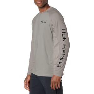 image:imageHuk Mens Pursuit Hogzilla  Long Sleeve Performance Fishing Shirt with 30 UPF Sun Protection Seashell Pink SmallBuckets  Sharkskin