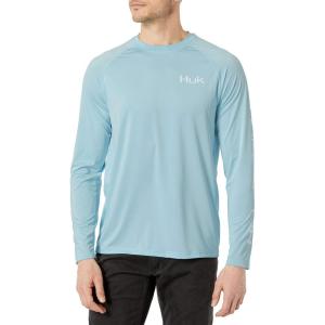 image:imageHuk Mens Pursuit Hogzilla  Long Sleeve Performance Fishing Shirt with 30 UPF Sun Protection Seashell Pink SmallChasin Flags  Ice Blue