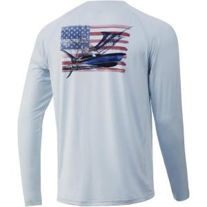 image:imageHuk Mens Pursuit Hogzilla  Long Sleeve Performance Fishing Shirt with 30 UPF Sun Protection Seashell Pink SmallChasin Flags  Plein Air