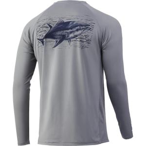 image:imageHuk Mens Pursuit Hogzilla  Long Sleeve Performance Fishing Shirt with 30 UPF Sun Protection Seashell Pink SmallCovered Up  Sharkskin