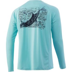 image:imageHuk Mens Pursuit Hogzilla  Long Sleeve Performance Fishing Shirt with 30 UPF Sun Protection Seashell Pink SmallDinner Bells  Blue Radiance