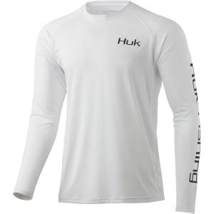 image:imageHuk Mens Pursuit Hogzilla  Long Sleeve Performance Fishing Shirt with 30 UPF Sun Protection Seashell Pink SmallDinner Bells  White